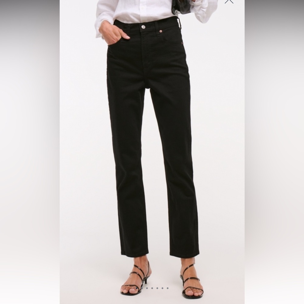 A&F Faded Black Straight Ultra High Rise Jeans